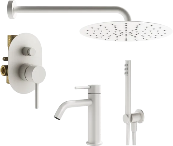 Комплект для ванной Plumberia Selection Ixo KITXO15BO53 С ВНУТРЕННЕЙ ЧАСТЬЮ, белый матовый Sancos — Оригинал