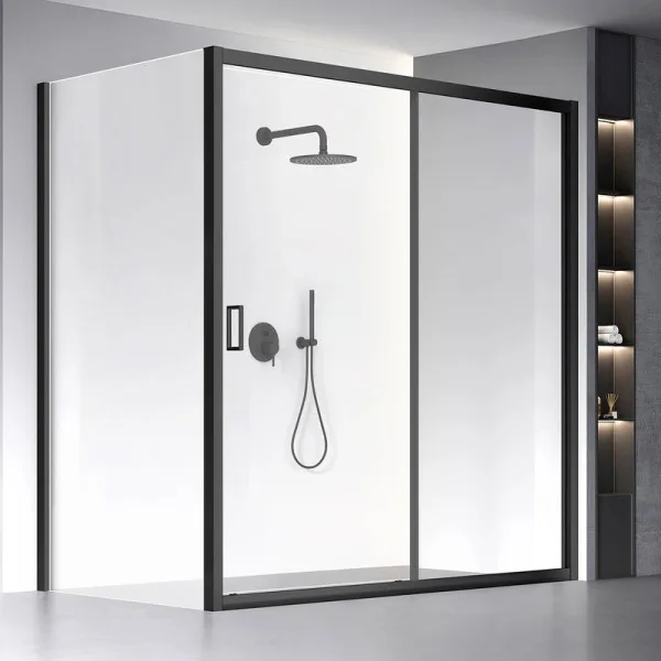 Душевой уголок Veconi Rovigo RV-060B 190х110 см, профиль матовый черный, стекло прозрачное Sancos — Оригинал