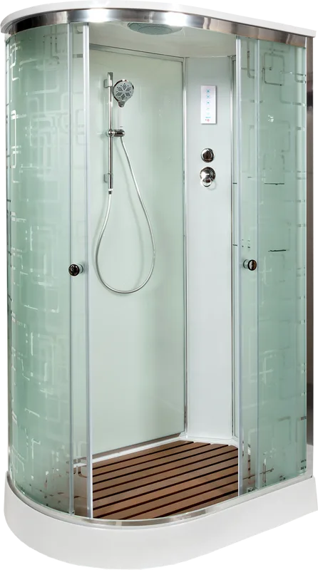 Душевая кабина DTO EM1511R 110х80, с электрикой, профиль хром, стекло матовое с узором Sancos — официальный сайт