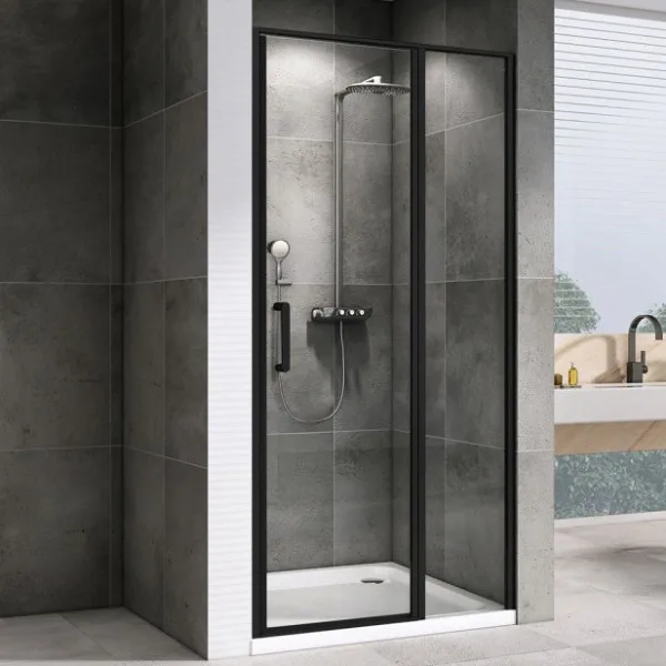 Душевая дверь в нишу Abber Sonnenstrand AG04120BS 120 см, профиль черный, стекло прозрачное Sancos — Оригинал