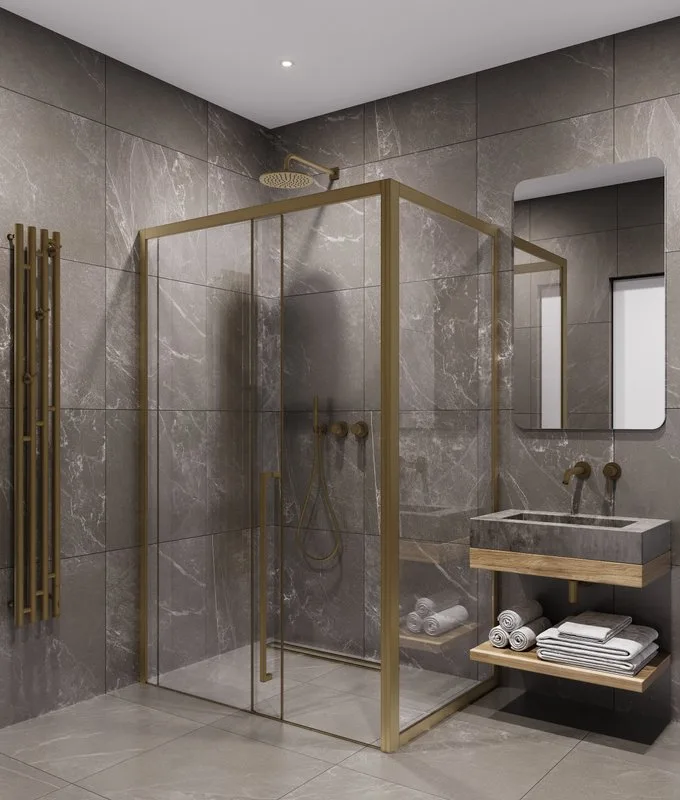Душевой уголок Timo TDSS-150/17C-8R + TSS-900/17C-8 150x90 см, профиль матовое золото, стекло прозра Sancos — официальный сайт