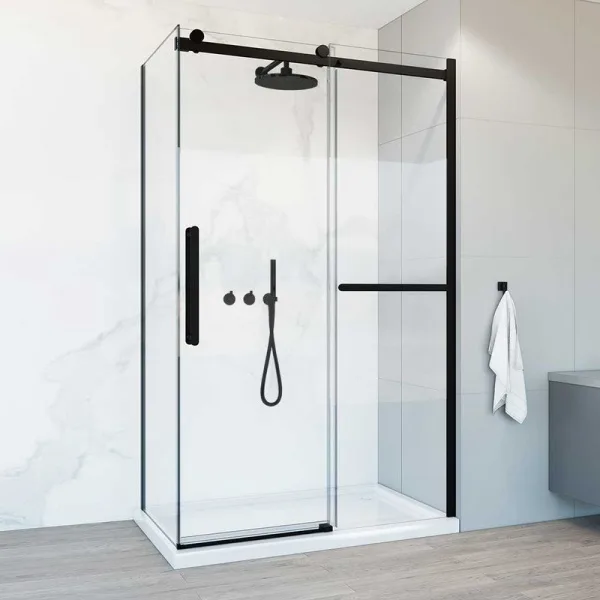 Душевой уголок Vincea Como Soft VSR-1CS1013CLB 130x100 см профиль черный, стекло прозрачное Sancos — Оригинал