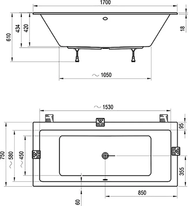 Акриловая ванна Ravak Formy 01 Slim C691300000 без опоры 170x75 см, встраиваемая, белая Sancos — официальный сайт