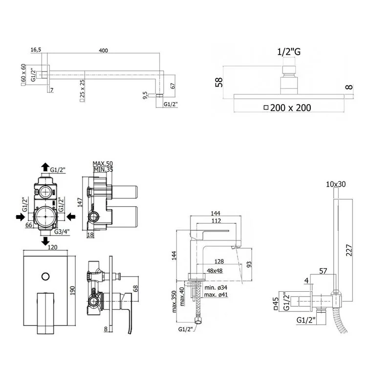 Комплект для ванной Paffoni Elle KITEL015NO071 С ВНУТРЕННЕЙ ЧАСТЬЮ, черный матовый Sancos — официальный сайт