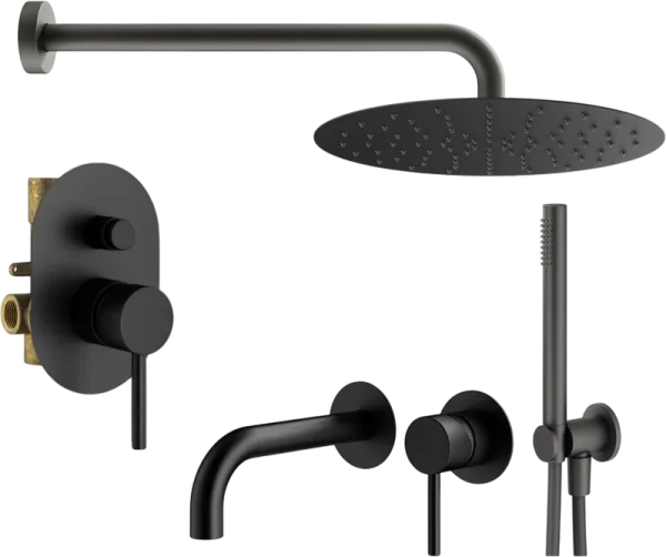 Комплект для ванной Plumberia Selection Ixo KITXO15NO210 С ВНУТРЕННЕЙ ЧАСТЬЮ, черный матовый Sancos — Оригинал