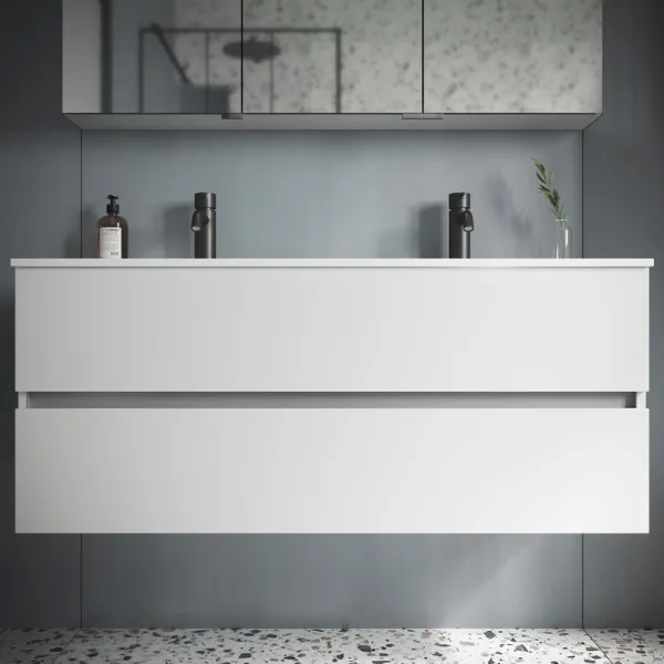 Тумба с раковиной Sancos Urban двойная 120 см, белый глянец Sancos — Оригинал