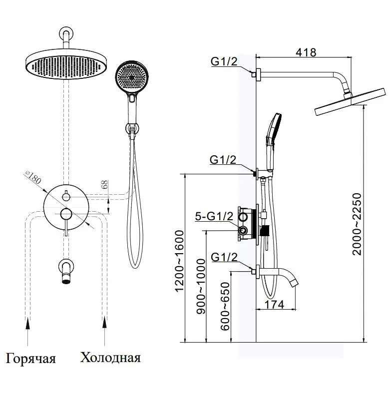 Душевой комплект AltroBagno Bilancia 040502 GrMt, С ВНУТРЕННЕЙ ЧАСТЬЮ, оружейная сталь Sancos — официальный сайт
