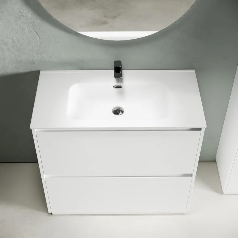 Тумба с раковиной Sancos Libra Floor 90 белый глянец, белая раковина CN7002 Sancos — официальный сайт