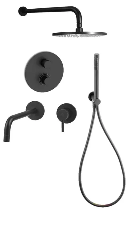 Комплект для ванной Paffoni Light KITLIQ018NO006 С ВНУТРЕННЕЙ ЧАСТЬЮ, черный матовый Sancos — официальный сайт
