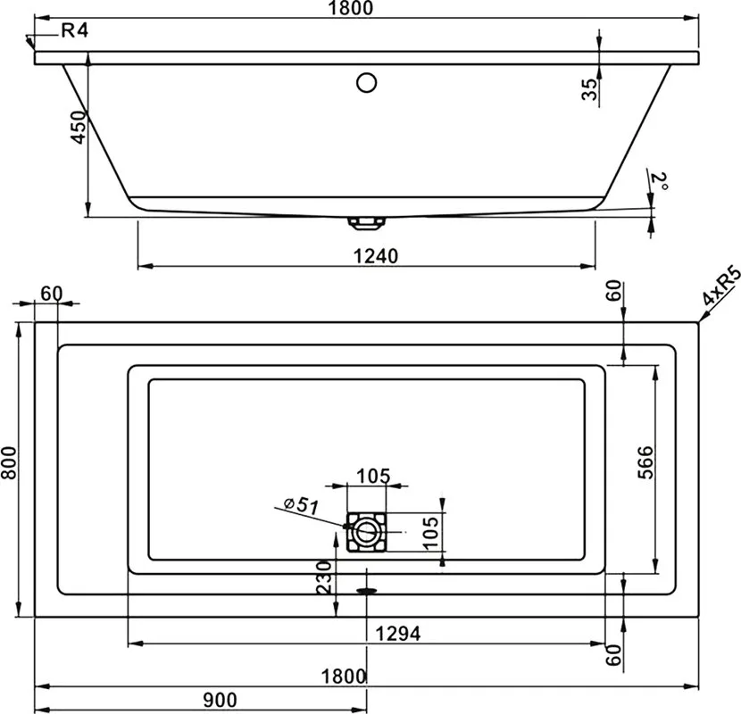 Акриловая ванна Vagnerplast Cavallo 180x80 см, пристенная, ультрабелая Sancos — официальный сайт