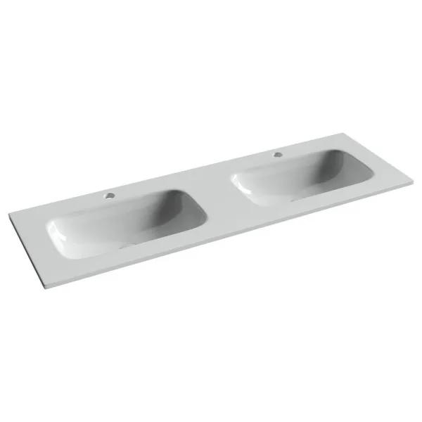 Мебельная раковина Ceramicanova Grace прямоугольная 141см с двумя чашами и отверстиями под смеситель Sancos — Оригинал