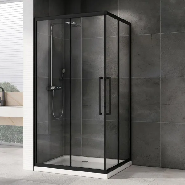 Душевой уголок Abber Schwarzer Diamant AG02128BH 120x80, профиль черный, стекло прозрачное Sancos — Оригинал