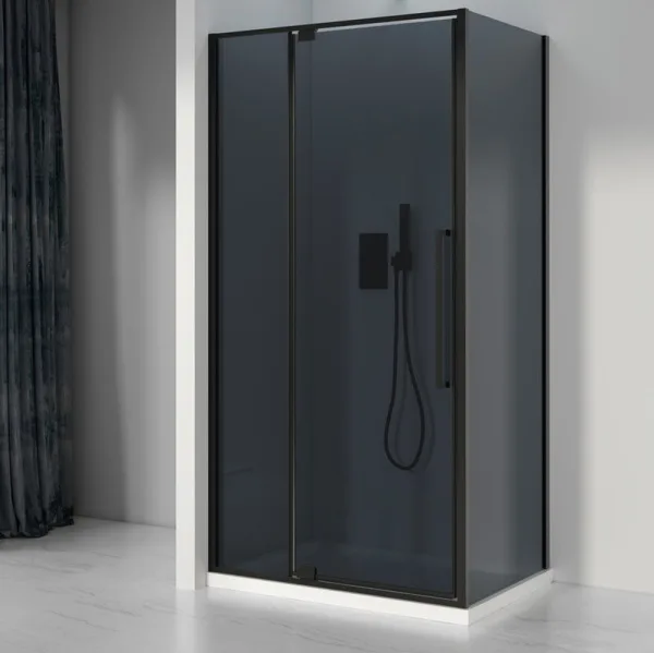 Душевой уголок Black&White Stellar Wind S818 BG 100х80, профиль черный, стекло тонированное Sancos — Оригинал