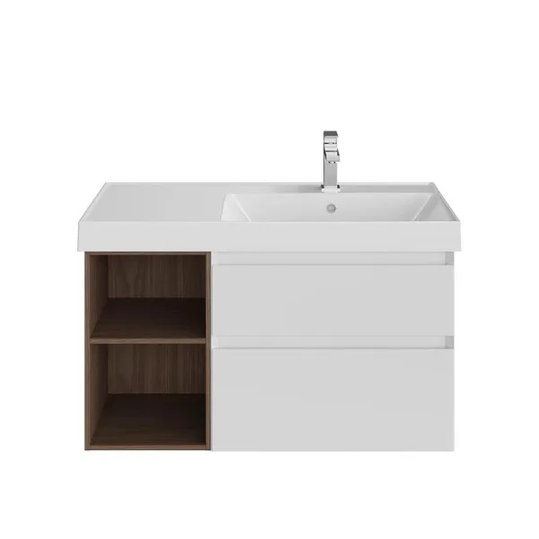 Тумба под раковину без столешницы KERAMA MARAZZI Cubo 90, правая подвесная, с ящиками и полкой, бела Sancos — Оригинал