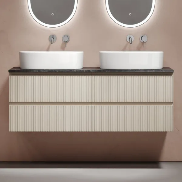 Тумба с раковиной Sancos Snob T 140 beige soft, столешница черный мрамор TT140A1, раковина CN6075 Sancos — Оригинал