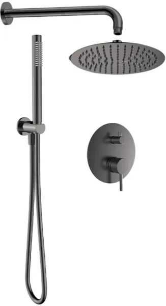 Душевой комплект AQUAme AQM8404GM, С ВНУТРЕННЕЙ ЧАСТЬЮ, оружейная сталь Sancos — Оригинал