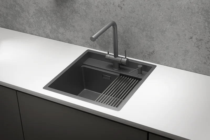 Мойка кухонная Granula Kitchen Space 5051, графит матовый Sancos — официальный сайт