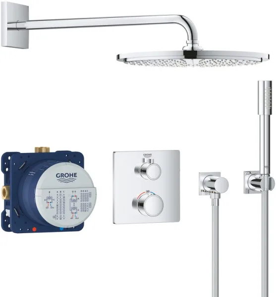 Душевой комплект Grohe Grohtherm 34730000, С ВНУТРЕННЕЙ ЧАСТЬЮ, с термостатом Sancos — Оригинал