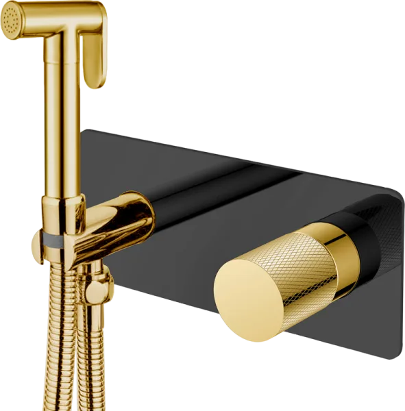Гигиенический душ Boheme Stick 127-BG.2 со смесителем, С ВНУТРЕННЕЙ ЧАСТЬЮ, black, touch gold Sancos — Оригинал