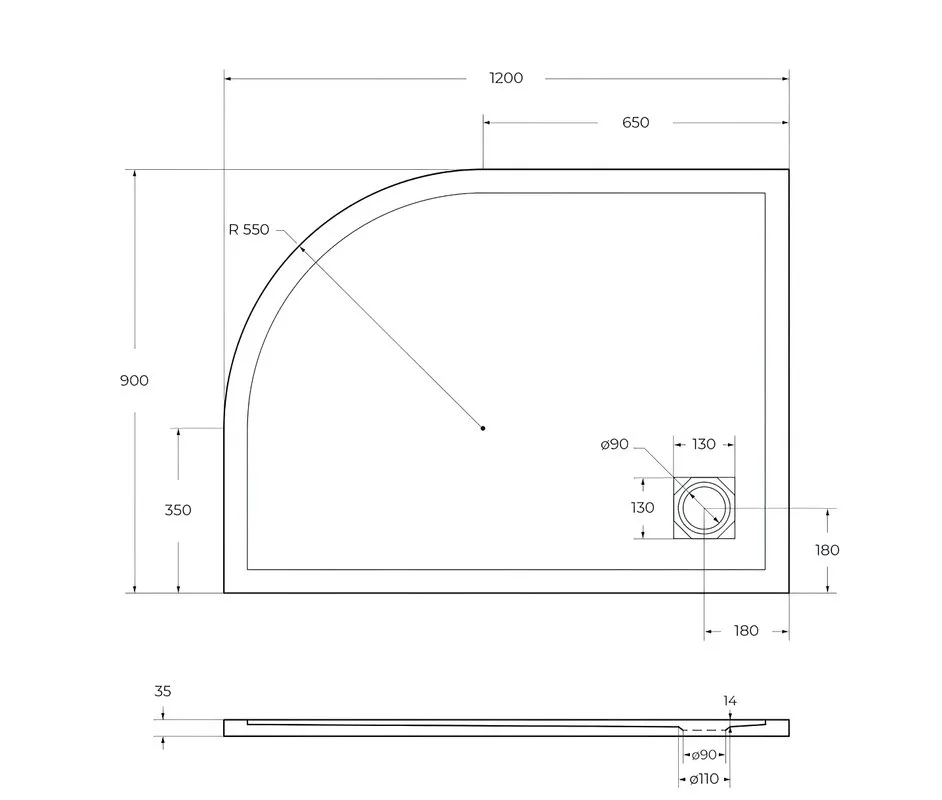 Поддон для душа BelBagno Uno TRAY-MR-UNO-RH-120/90-550-35-W-L-BO 120х90, белый, с сифоном Sancos — официальный сайт