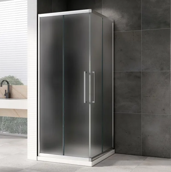 Душевой уголок Abber Schwarzer Diamant AG02090MH 90x90, профиль хром матовый, стекло матовое Sancos — Оригинал