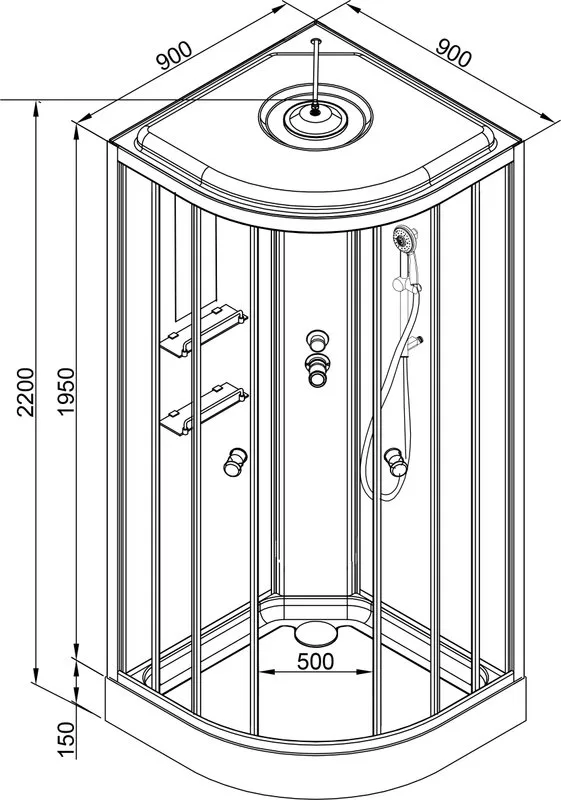 Душевая кабина DTO EM1590 90х90, профиль хром, стекло матовое с узором Sancos — официальный сайт