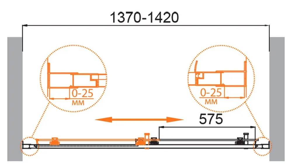 Душевая дверь в нишу Cezares Molveno BF 1 140 C BORO IV 140 см, профиль брашированное золото, стекло Sancos — официальный сайт