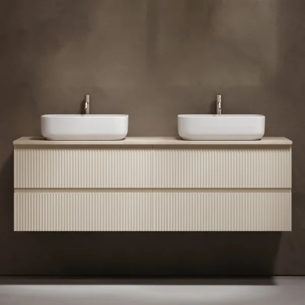 Тумба с раковиной Sancos Snob R 160 beige soft, столешница бежевая TT160A2X, раковина CN5043 Sancos — Оригинал