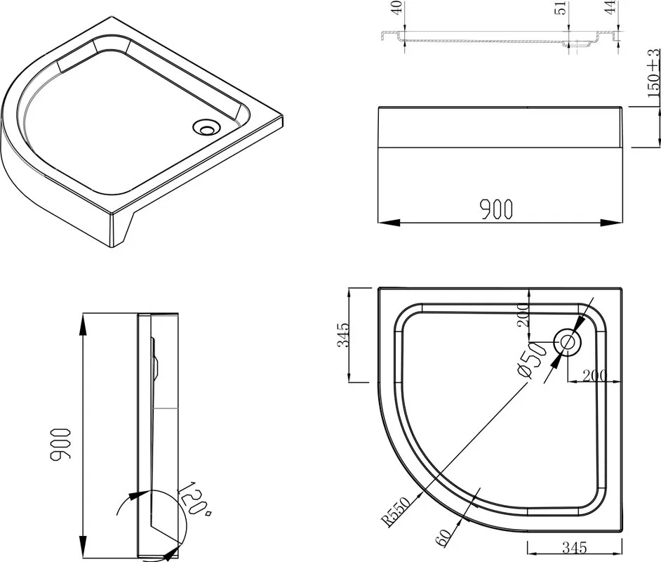Душевой уголок Esbano ESD-7015B 90х90 см, профиль черный, стекло прозрачное Sancos — официальный сайт
