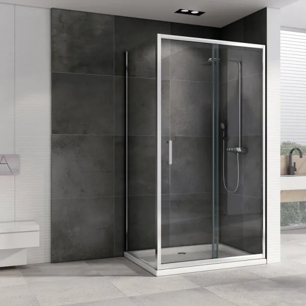 Душевой уголок Abber Schwarzer Diamant AG301505-S605 150x60, профиль хром, стекло прозрачное Sancos — Оригинал