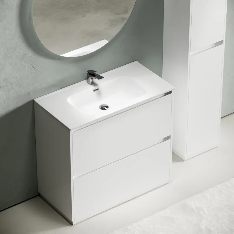 Тумба с раковиной Sancos Libra Floor 90 белый глянец, белая раковина CN7002 Sancos — официальный сайт