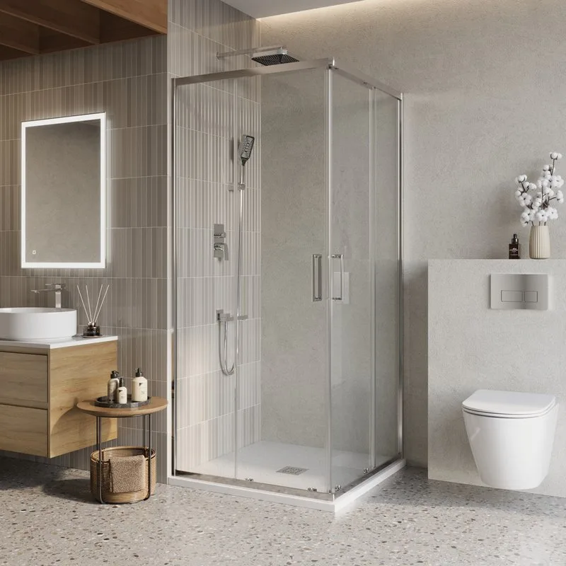Душевой уголок BelBagno Luce A-2-90-C-Cr 90x90, профиль хром, стекло прозрачное Sancos — официальный сайт
