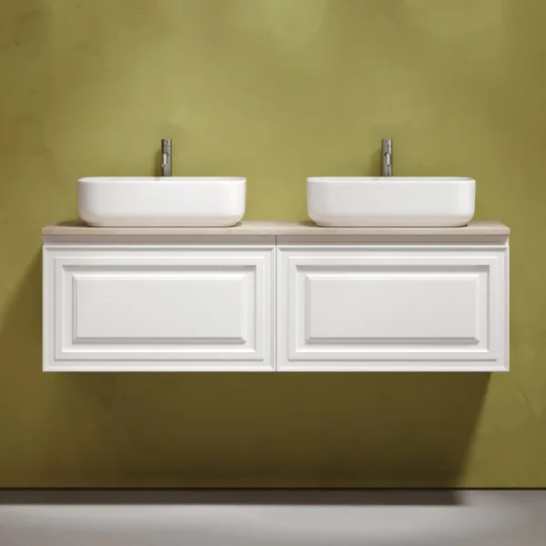 Тумба с раковиной Sancos Very 140 bianco, столешница бежевая TT140A2X, раковина CN5043 Sancos — Оригинал