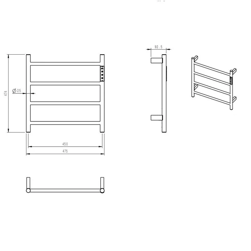 Полотенцесушитель электрический AQUAme AQM3124GM 45x45 см, шлифованный темный металл, лесенка Sancos — официальный сайт