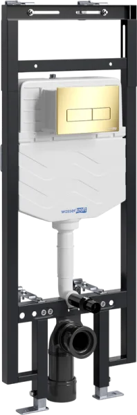Система инсталляции для унитазов Wasserkraft Dinkel 58TLT.010.ME.PG03, с кнопкой смыва золото Sancos — Оригинал