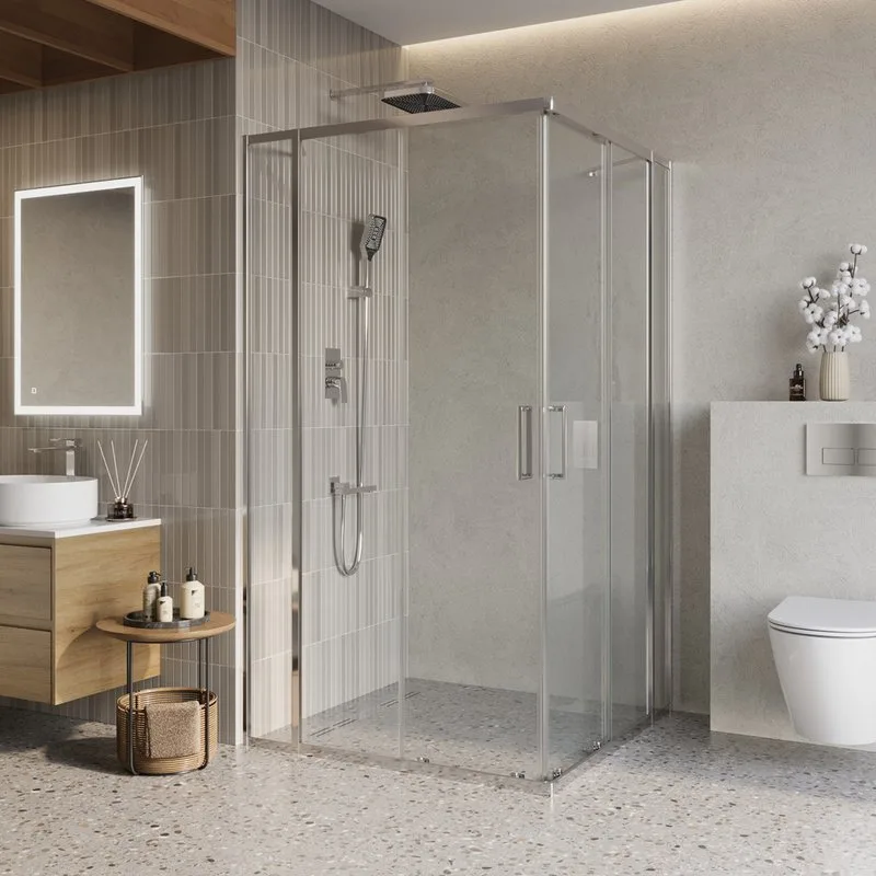 Душевой уголок BelBagno Luce A-22-80+30-C-Cr профиль хром, стекло прозрачное Sancos — официальный сайт
