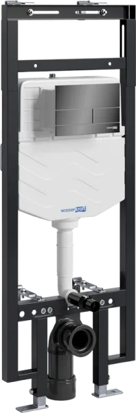 Система инсталляции для унитазов Wasserkraft Dinkel 58TLT.010.ME.PB04, с кнопкой смыва черной Sancos — Оригинал
