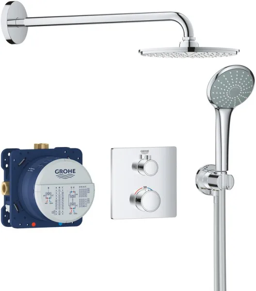 Душевой комплект Grohe Grohtherm 34734000, С ВНУТРЕННЕЙ ЧАСТЬЮ, с термостатом Sancos — Оригинал