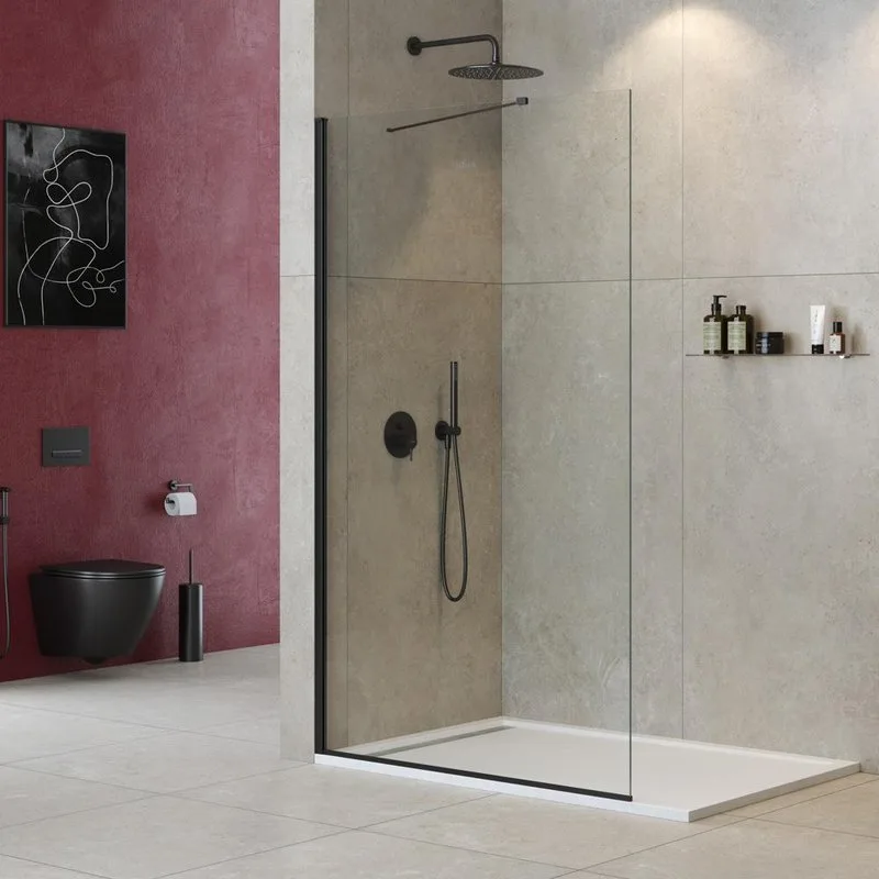 Душевая перегородка Cezares Liberta L-1-TB-120-C-NERO профиль черный, стекло прозрачное Sancos — официальный сайт