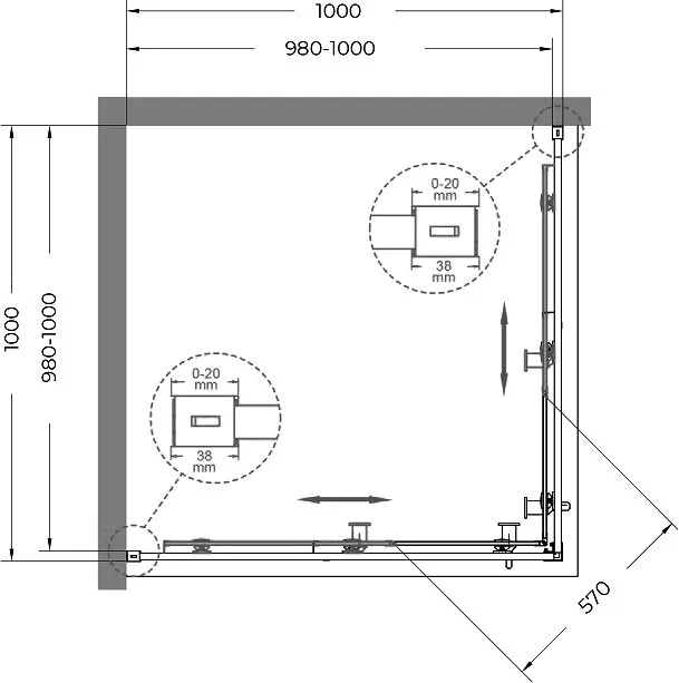 Душевой уголок Cezares Relax RELAX-304-A-2-100-C-BORO 100x100, профиль брашированное золото Sancos — официальный сайт