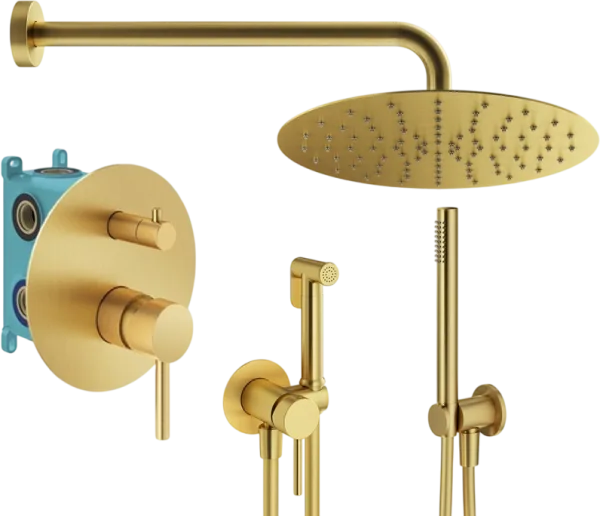 Комплект для ванной Plumberia Selection Ixo KITZXO18OB С ВНУТРЕННЕЙ ЧАСТЬЮ, брашированное золото Sancos — Оригинал