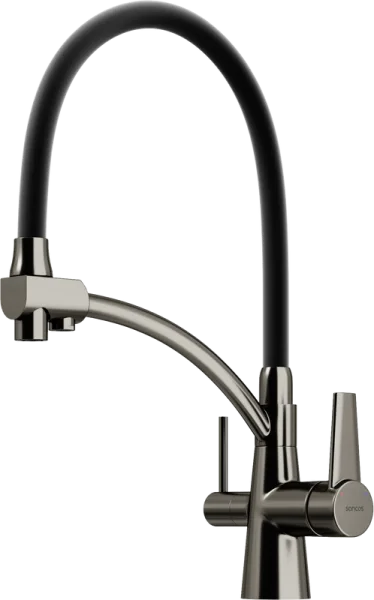Смеситель для кухни Sancos Eri SC4001GG с гибким изливом, вороненая сталь Sancos — Оригинал