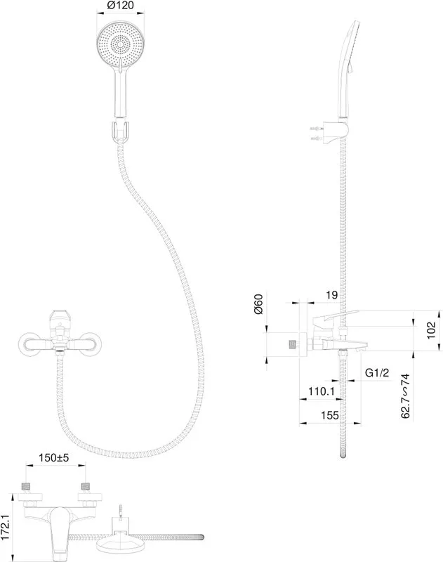 Смеситель для ванны с душем Wonzon & Woghand WW-A30891-CR, хром Sancos — официальный сайт