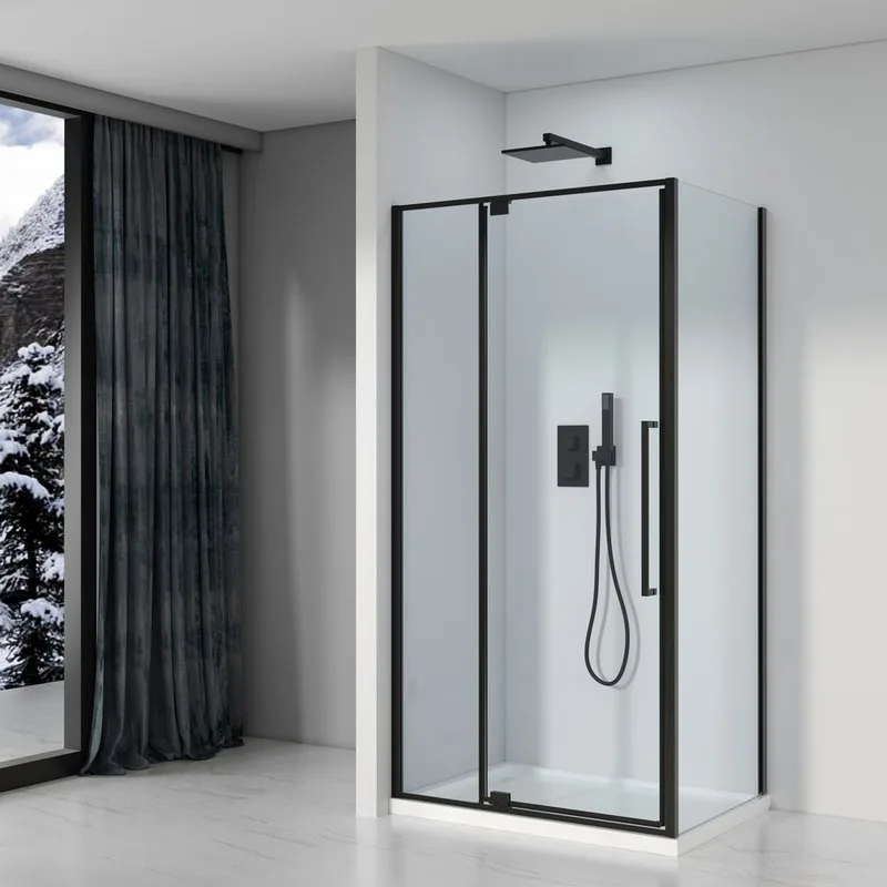 Душевой уголок Black&White Stellar Wind S812 BC 100х100, профиль черный, стекло прозрачное Sancos — официальный сайт