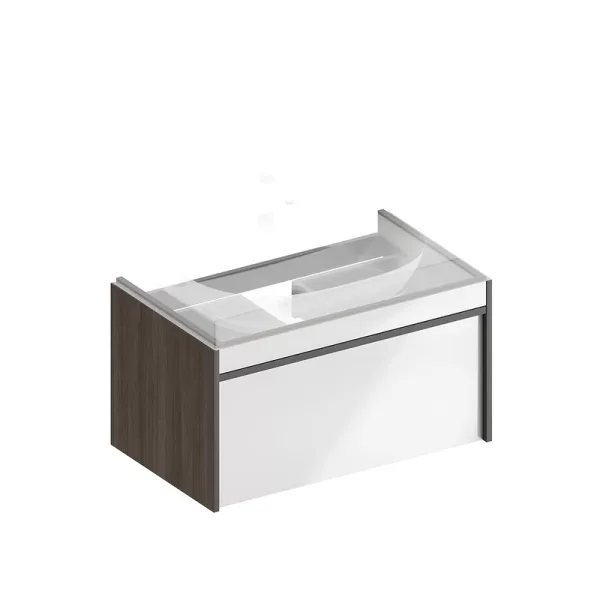 Тумба под раковину без столешницы KERAMA MARAZZI Modula 80 подвесная, арабика, глянцевая белая Sancos — Оригинал