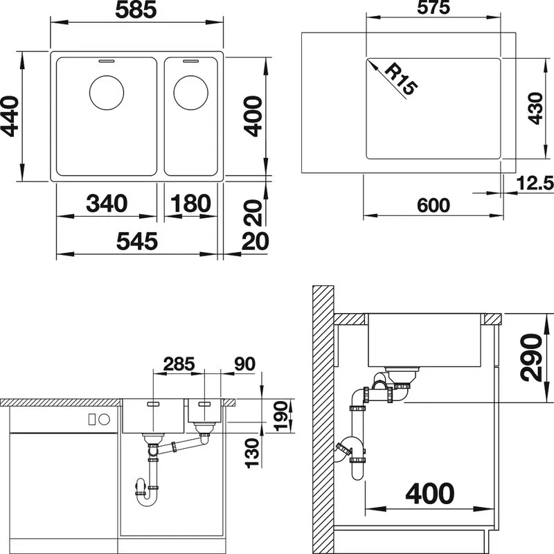 Мойка кухонная Blanco Andano 340/180-IF R Sancos — официальный сайт