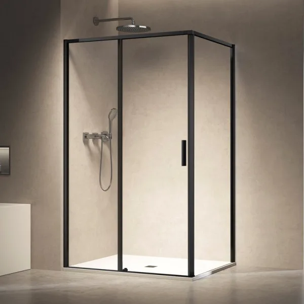 Душевой уголок Vincea Slim VSR-6SL8011CLB 110х80 см, профиль матовый черный, стекло прозрачное Sancos — Оригинал