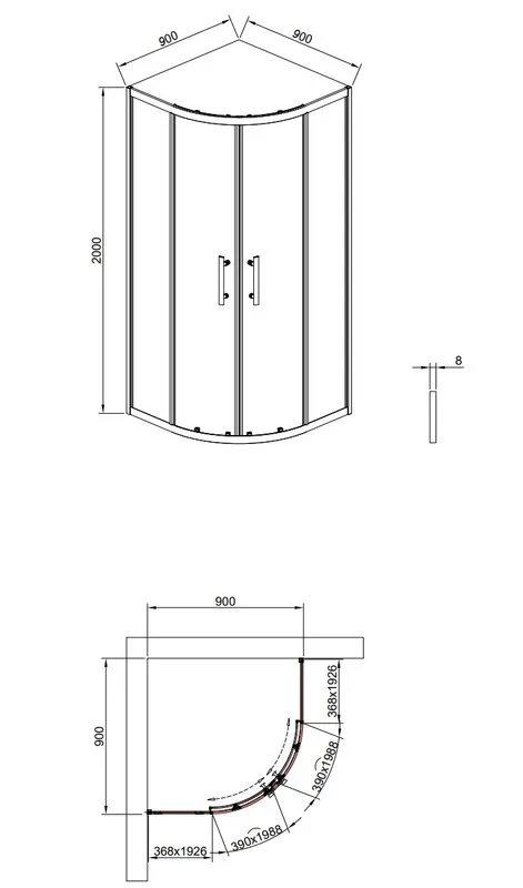 Душевой уголок Timo TPSS-90/03C-8 90x90 см, профиль черный, стекло прозрачное Sancos — официальный сайт