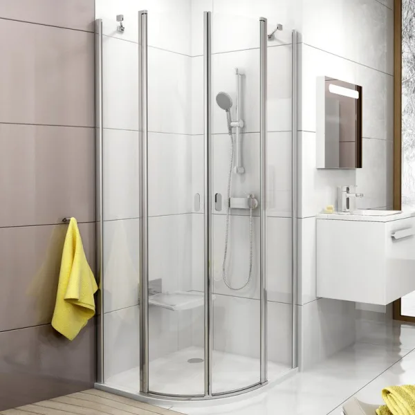Душевой уголок Ravak Chrome CSKK4-80 Transparent, блестящий профиль Sancos — Оригинал