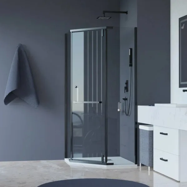 Душевой уголок RGW Hotel HO-081 90x90x195 см, профиль черный, стекло прозрачное Sancos — Оригинал